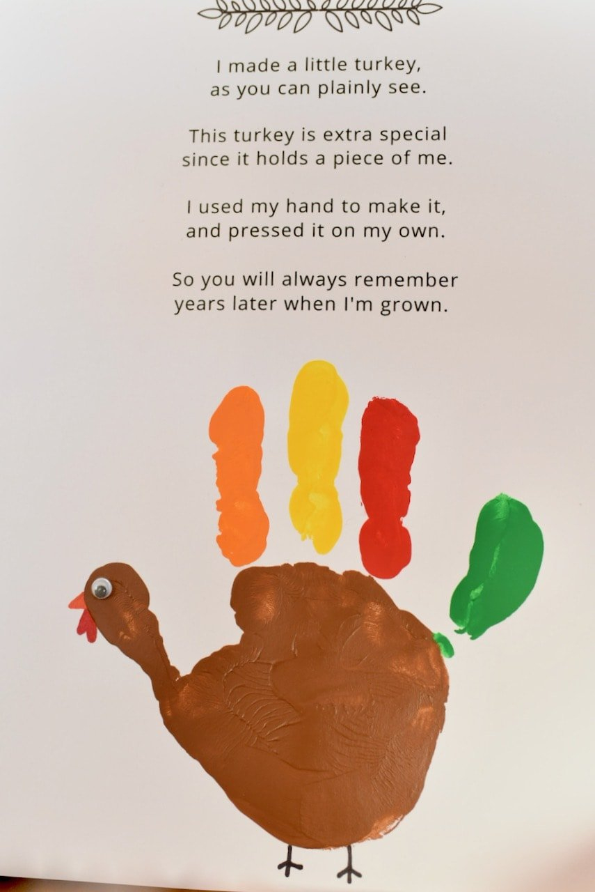 Cutest Turkey Handprint Craft + Poem Printable - Make Life Lovely intended for Free Printable Turkey Handprint Poem Printable