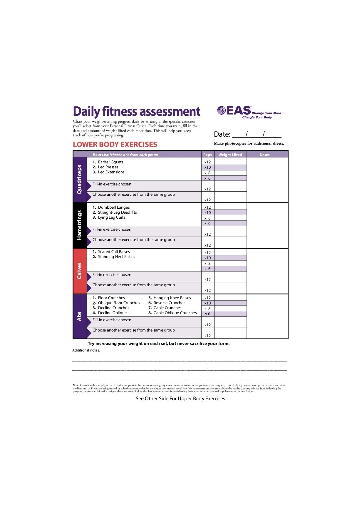 Daily Fitness Assessment - Body For Life Pages 1-2 - Flip Pdf throughout Printable Body For Life Workout Sheets