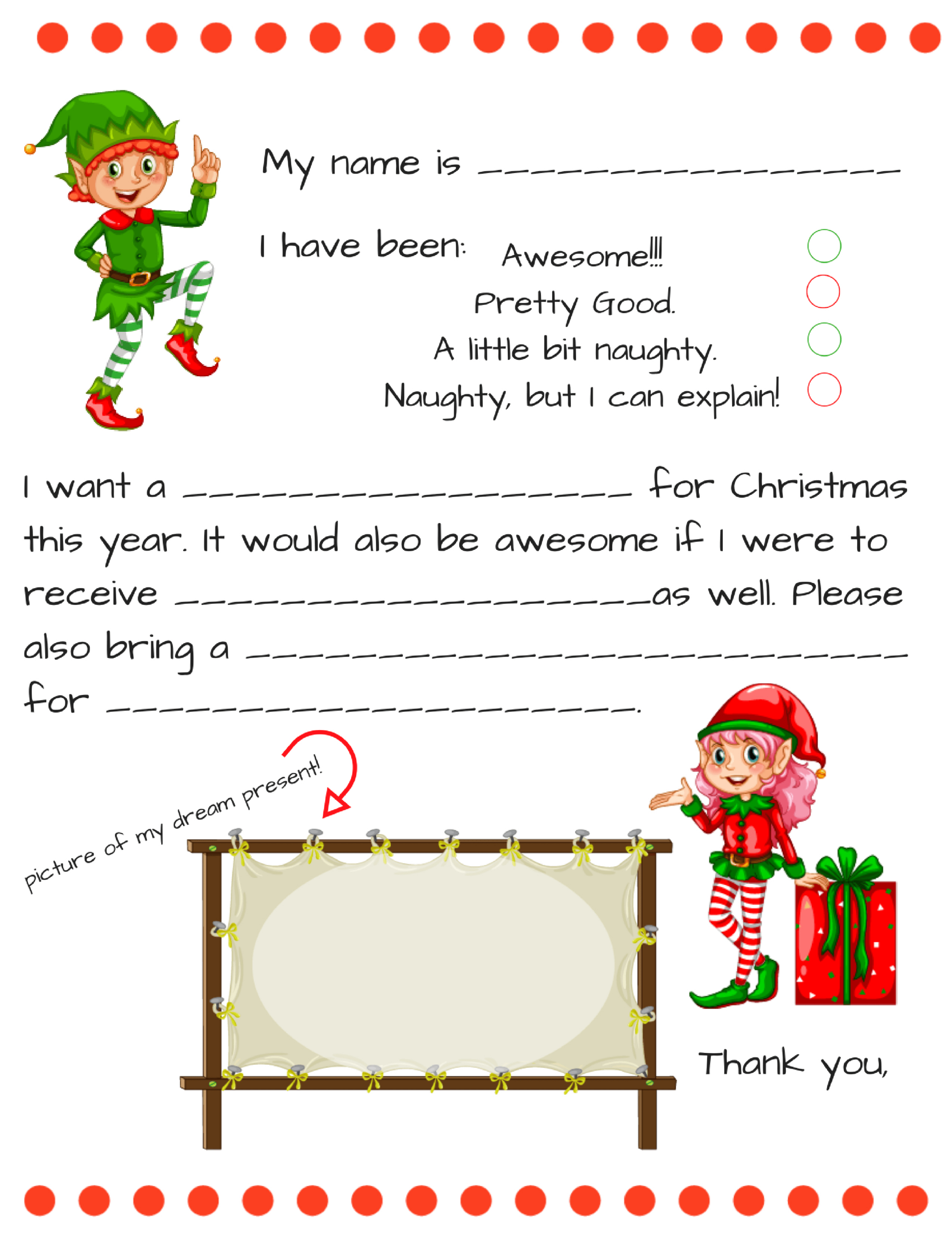 Dear Santa Fill In Letter Template - Momdot in Free Santa Letter Template Printable