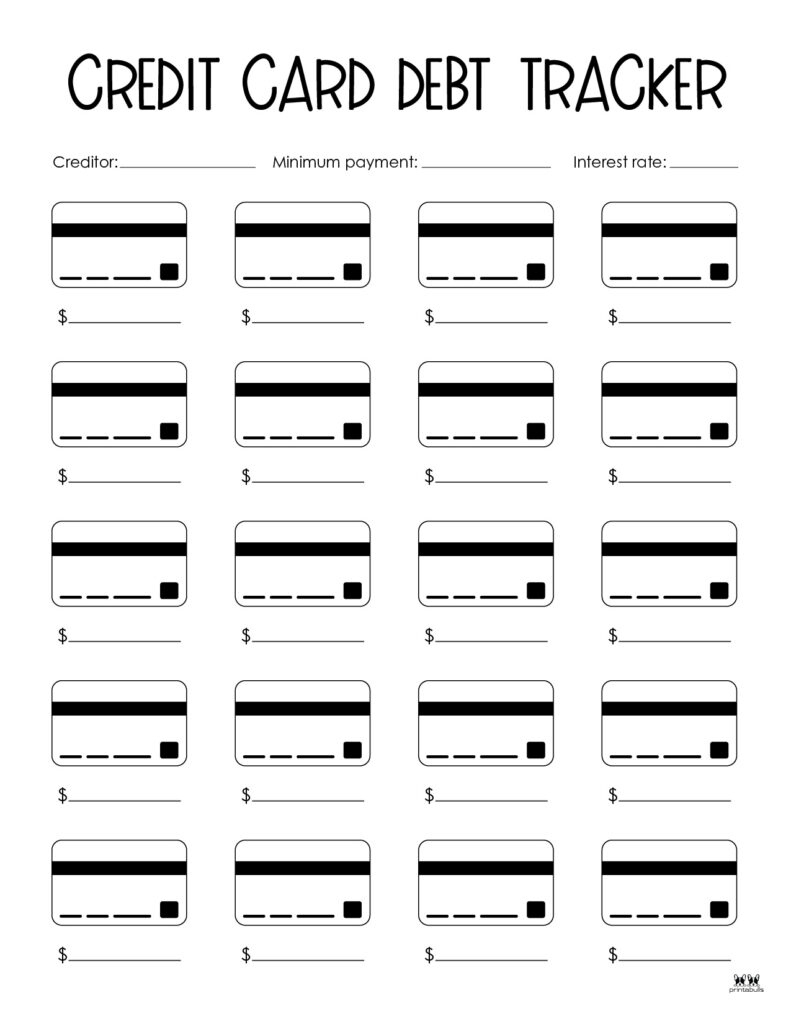 Debt Trackers &amp;amp; Debt Snowball Worksheets - 35 Pages | Printabulls throughout Free Printable Credit Card Payment Tracker