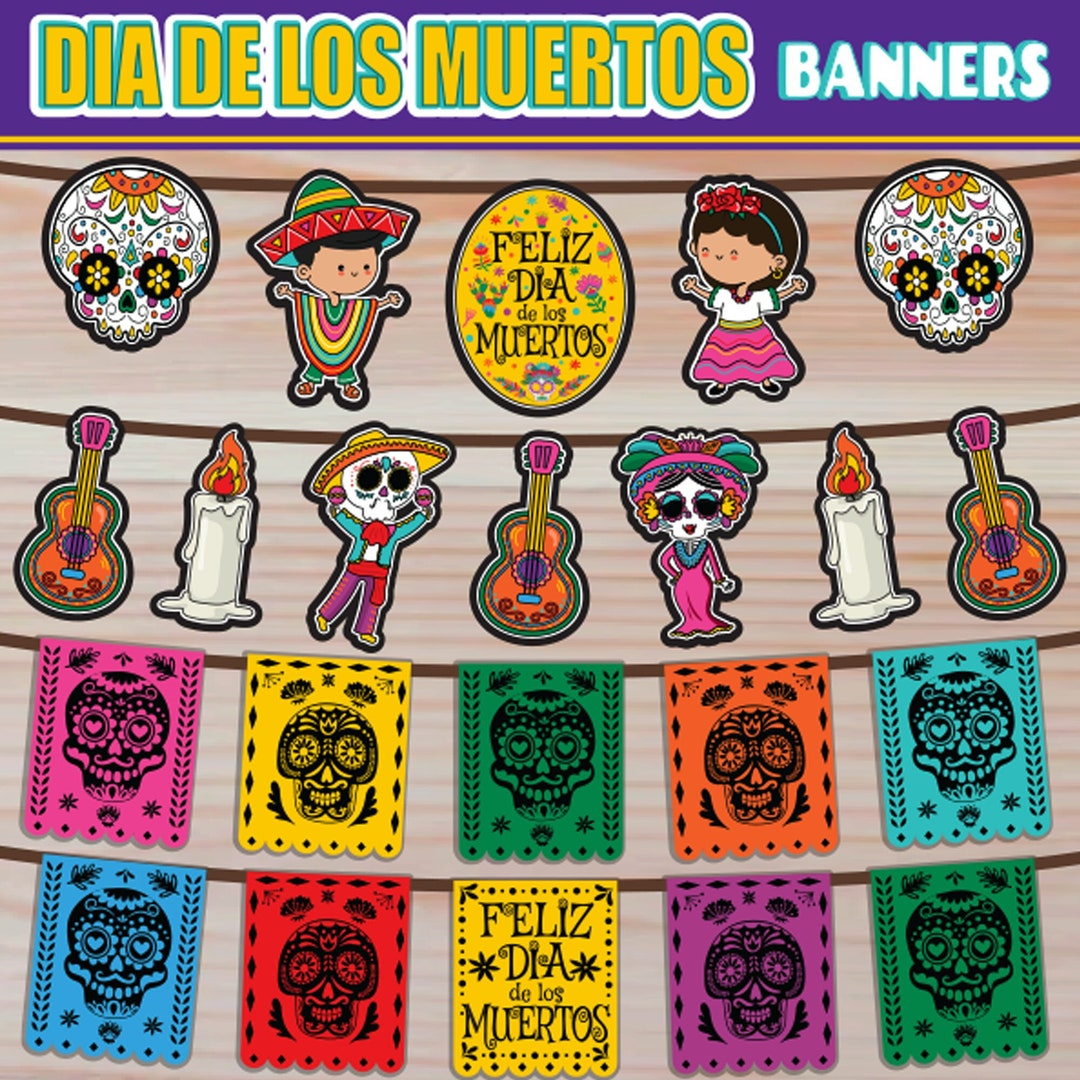 Dia De Los Muertos Printable Banner | Day Of The Dead Garland intended for Dia De Los Muertos Printable Decorations