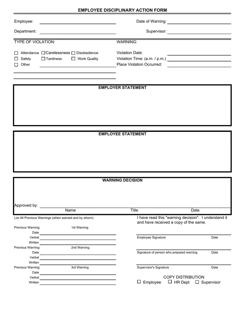 Disciplinary Action Form ≡ Fill Out Printable Pdf Forms Online inside Free Printable Disciplinary Action Form