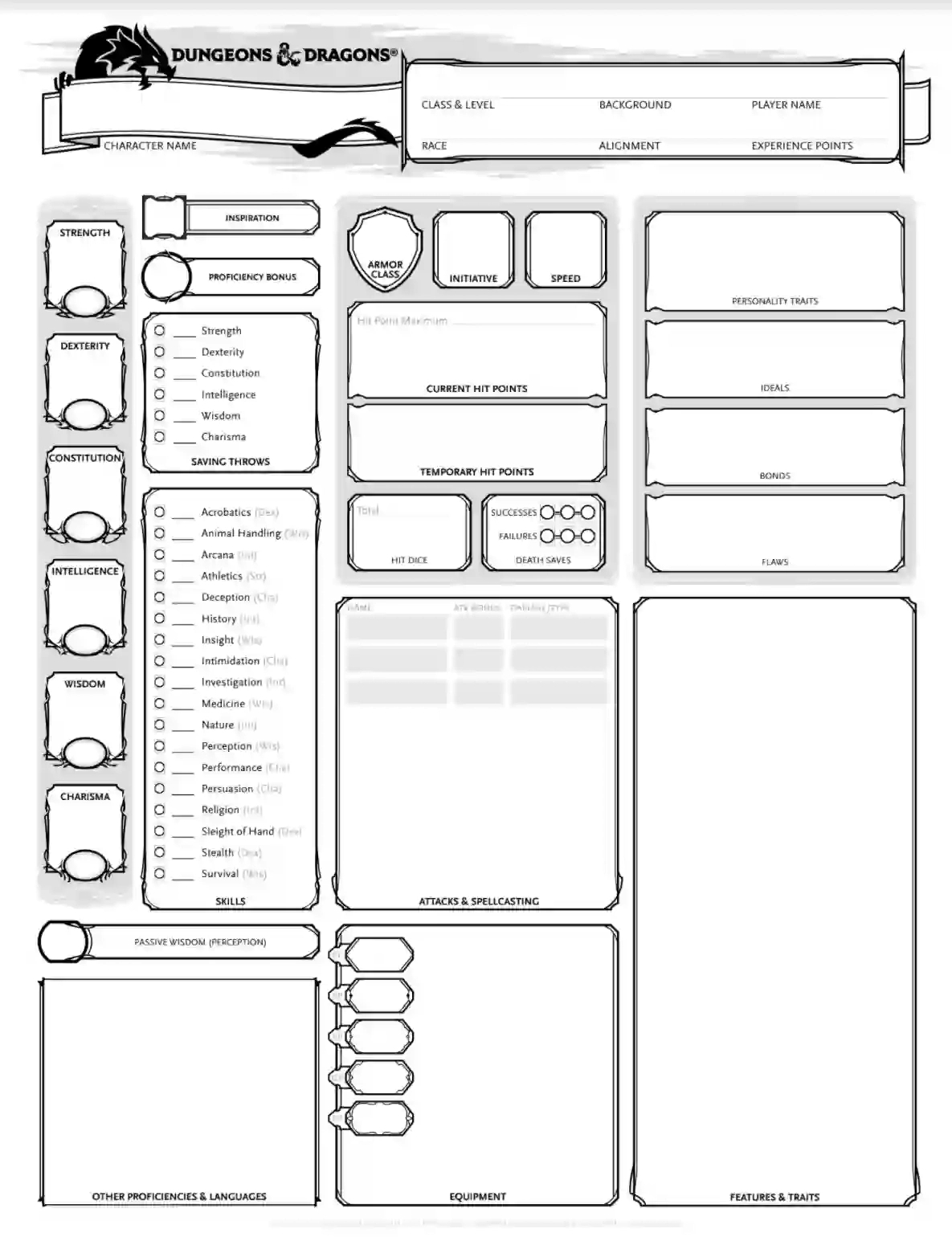 Dnd Character Sheet ≡ Fill Out Printable Pdf Forms Online intended for Dungeon And Dragons Character Sheet Printable