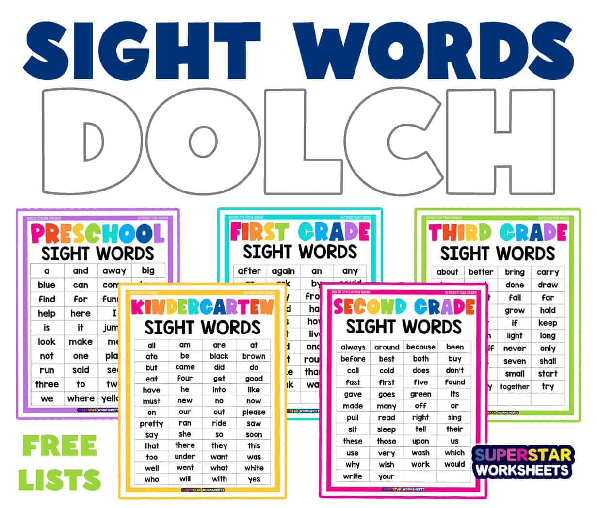Dolch Sight Words - Superstar Worksheets pertaining to Printable List Of Sight Words