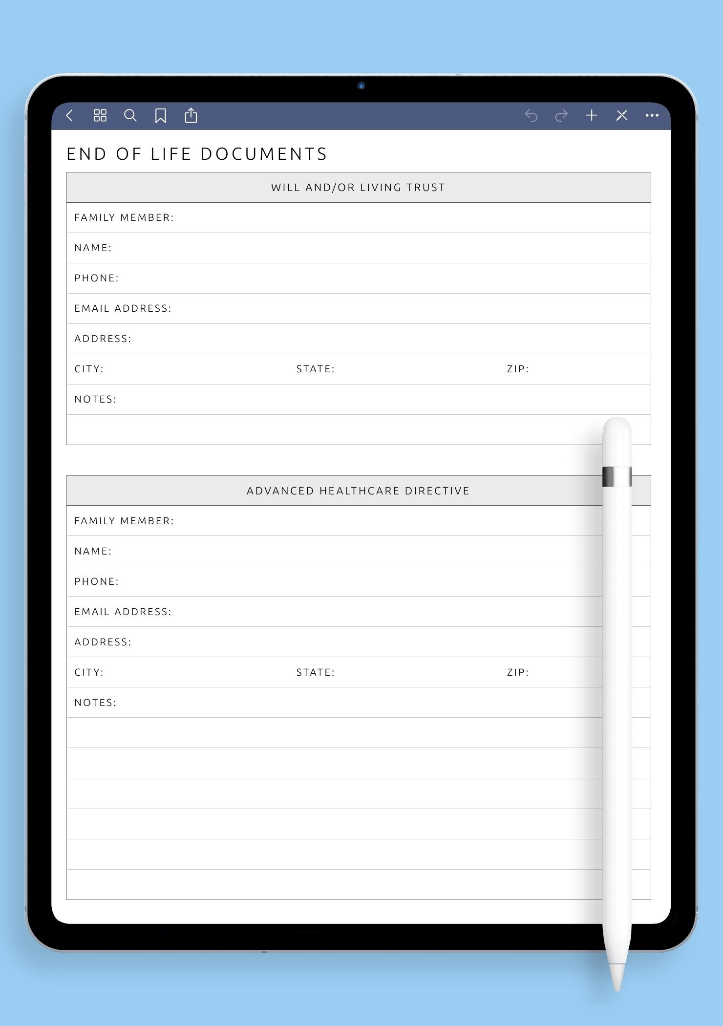 Download Printable End Of Life Documents Pdf inside Free Printable End Of Life Documents