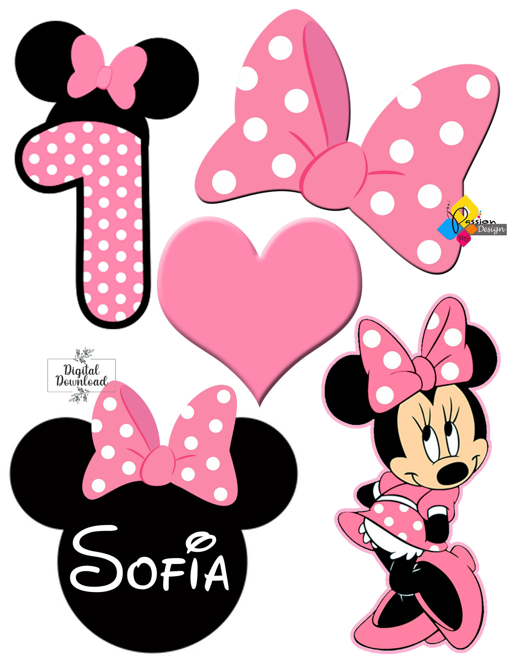 Druckbare Minnie Mouse Rosa Geburtstag Cake Toppers. Party with regard to Minnie Mouse Printable Cake Topper