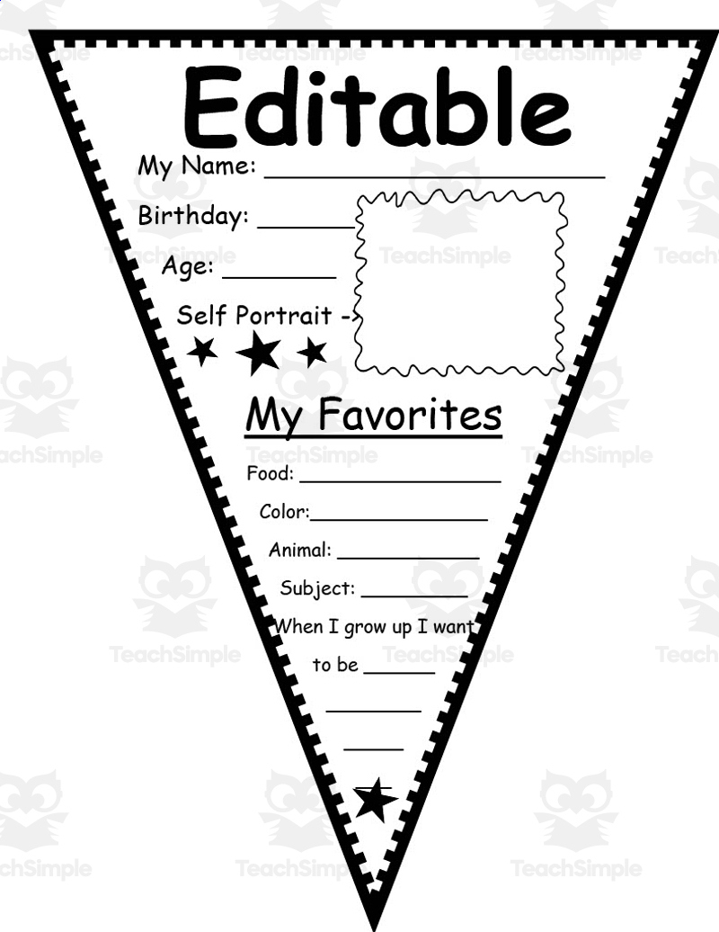Editable All About Me Pennant inside All About Me Banner Free Printable