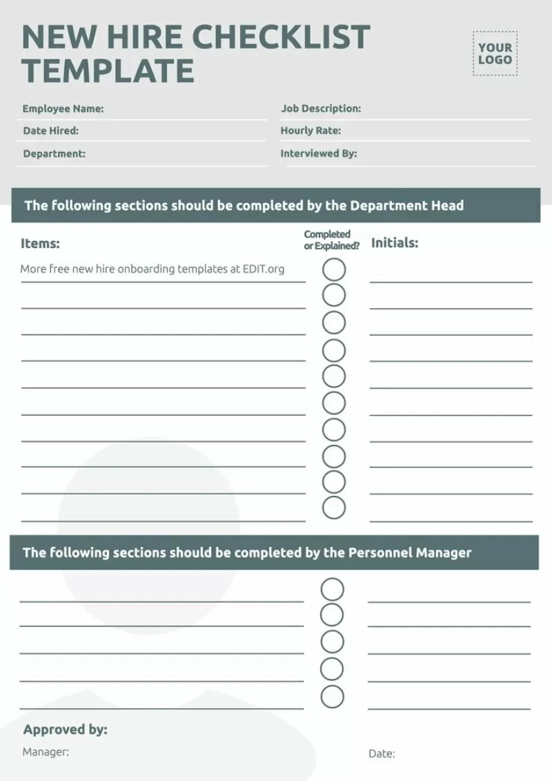 Editable New Hire Onboarding Checklist Templates pertaining to Printable New Employee Checklist Template