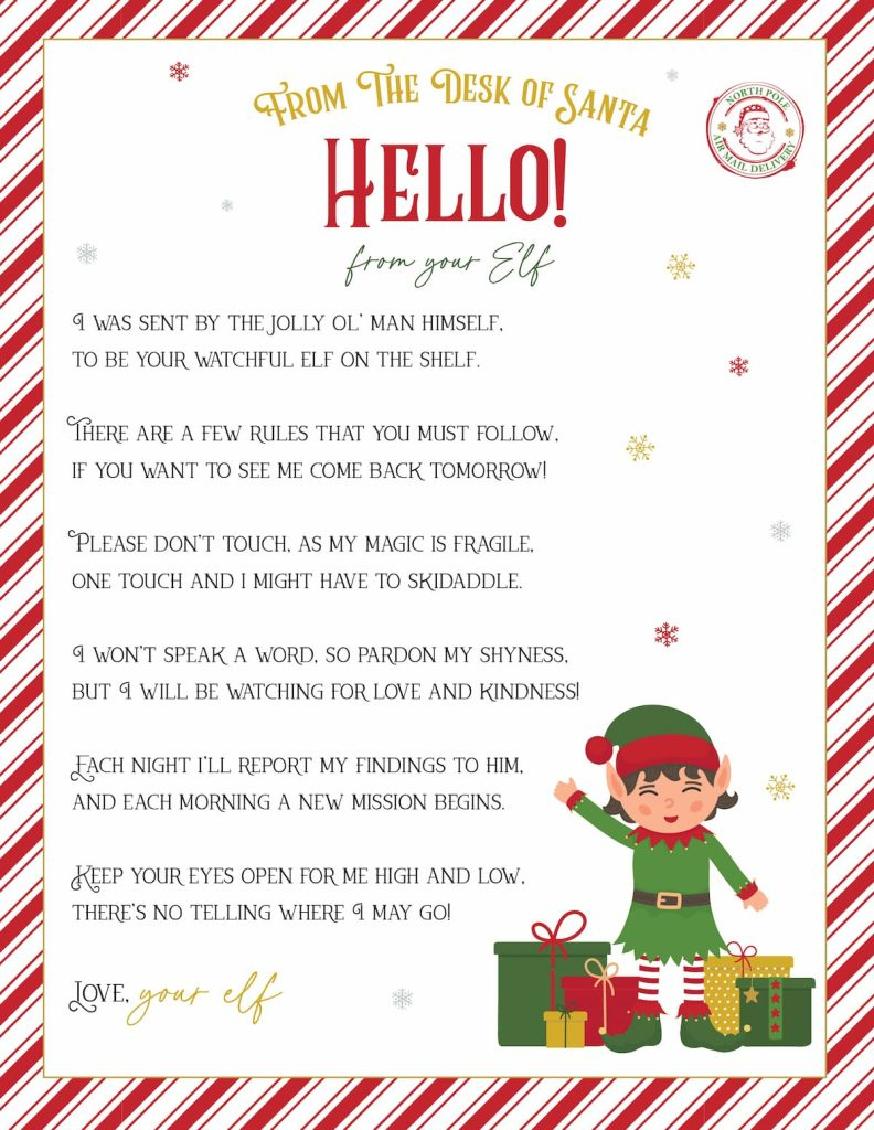 Elf On The Shelf Arrival And Goodbye Letters, Free Printable Set in Printable Arrival Letter From Elf On The Shelf