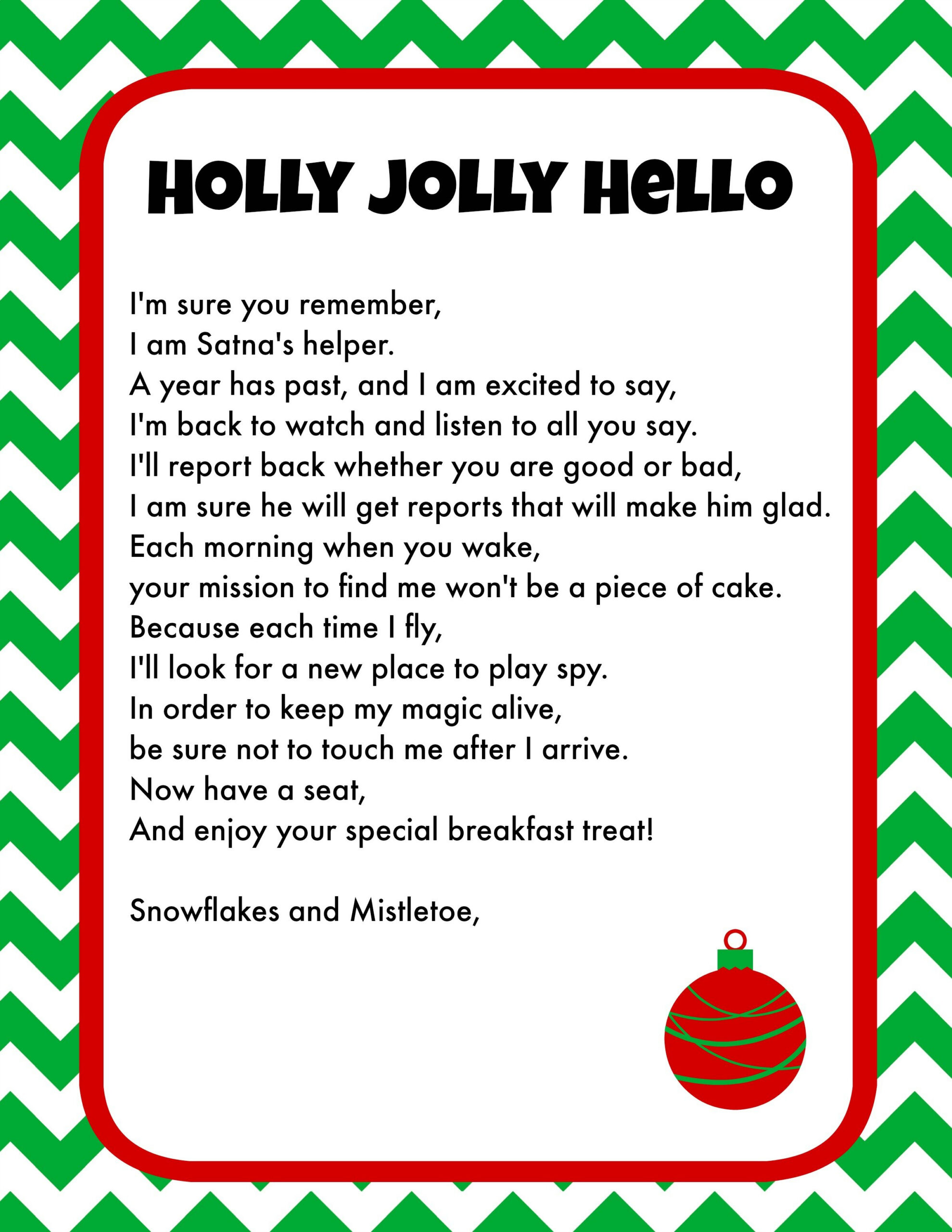 Elf On The Shelf Breakfast Ideas Printable Letter & Christmas Pjs with Free Printable Elf On The Shelf Pajamas Letter