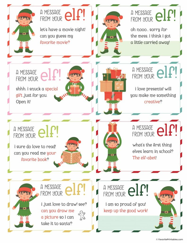 Elf On The Shelf Notes And Jokes, Free Printable Set Of 24 Cards regarding Notes From the Elf on the Shelf Printables