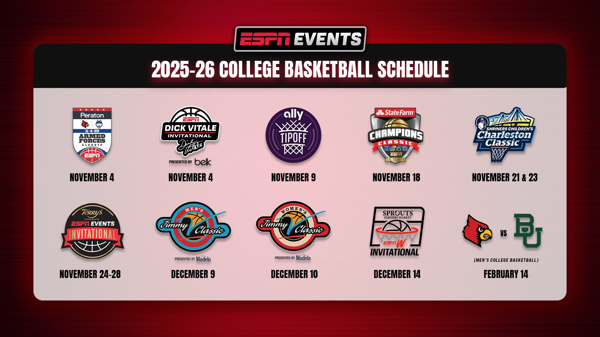 Espn Events Announces 2025-26 College Basketball Schedule - Espn regarding Uconn Women'S Basketball Schedule 23 24 Printable