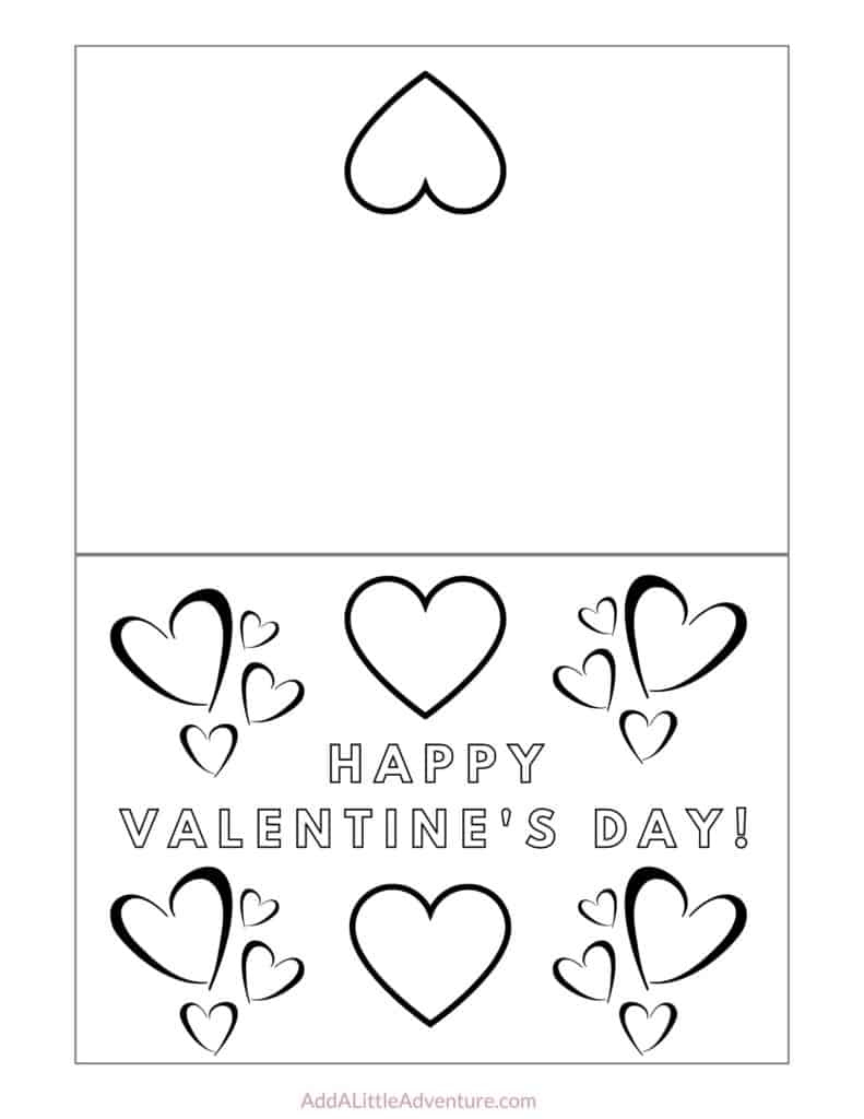 Foldable Printable Valentine'S Day Cards To Color in Valentine'S Day Card Template Printable
