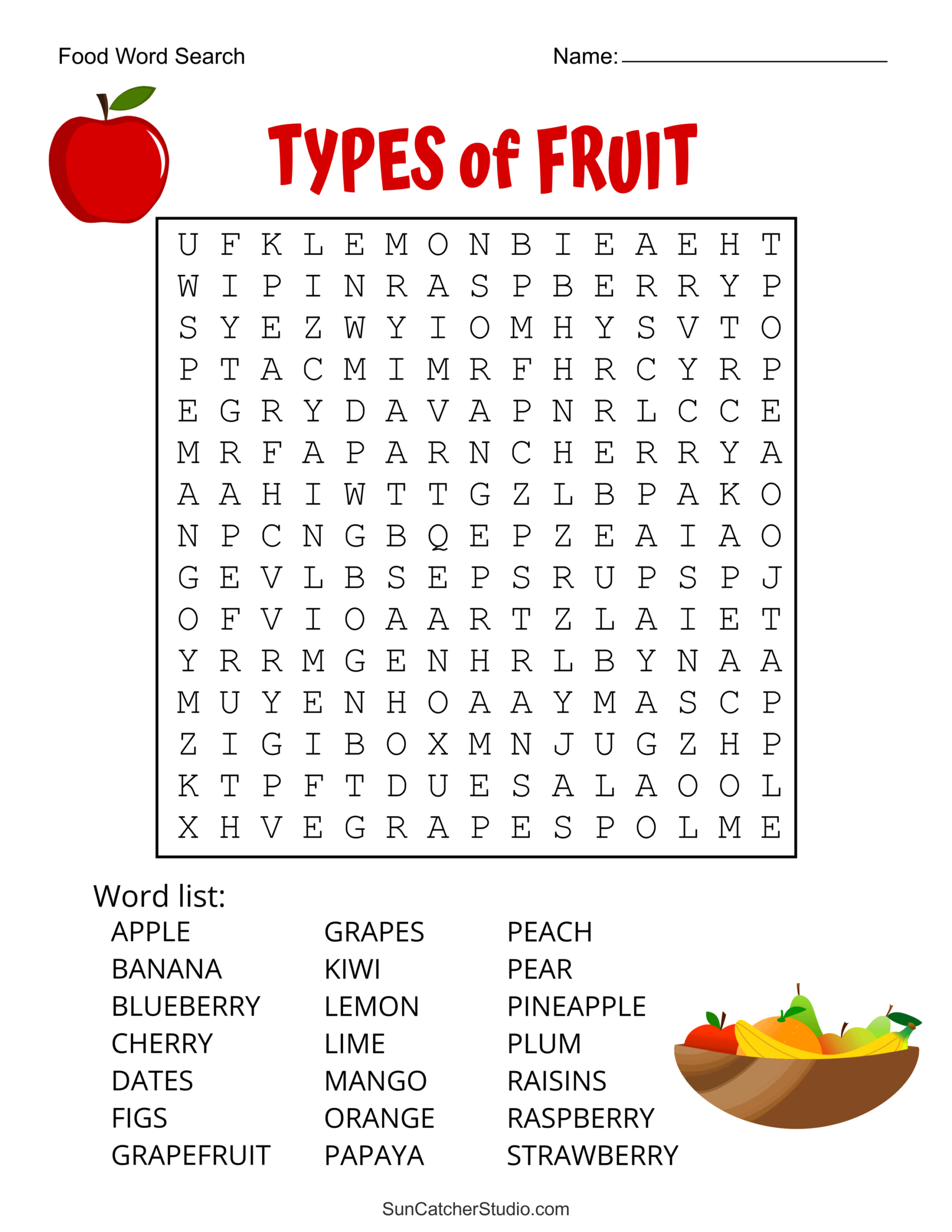 Food Word Search (Free Printable Puzzles) – Free Printables for Printable Word Search For Kids
