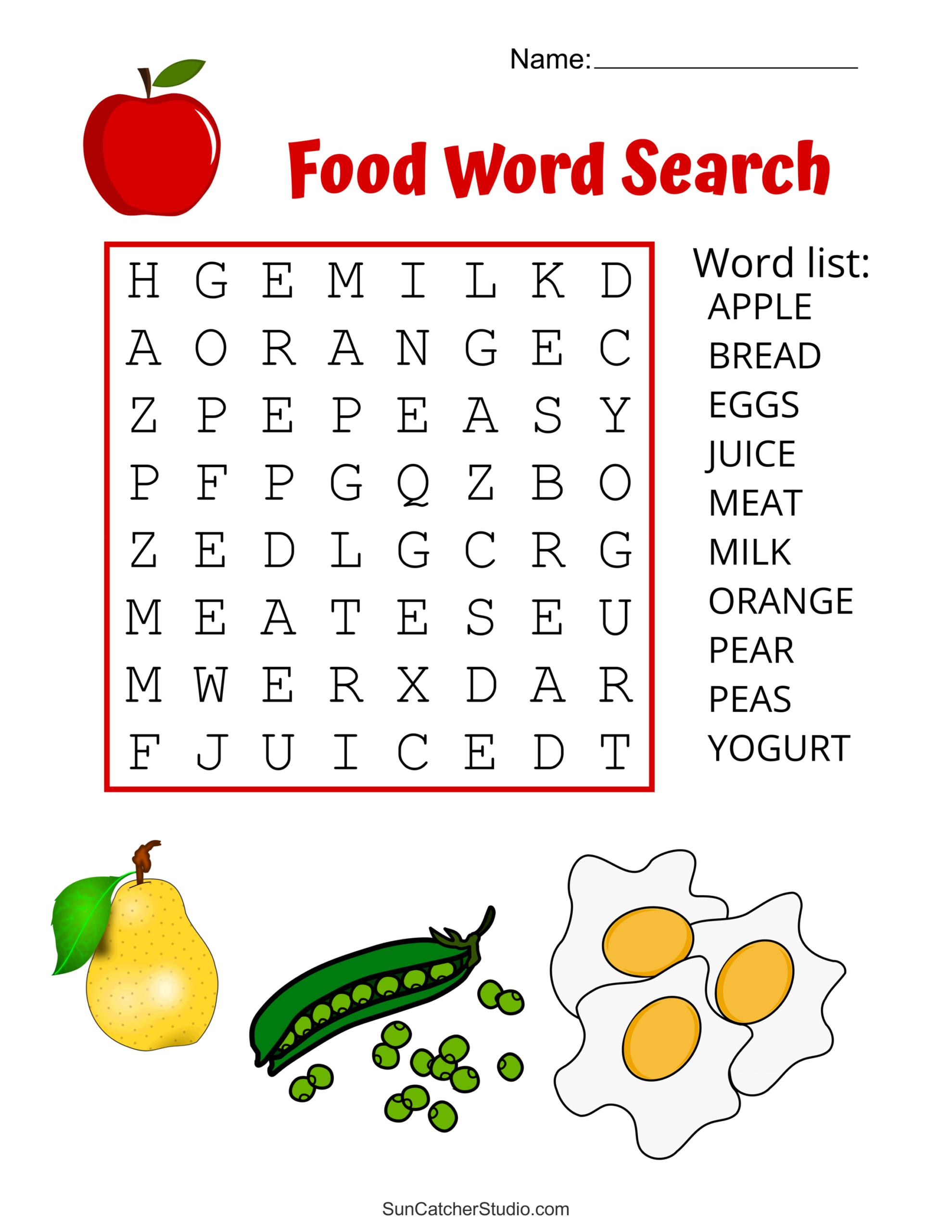 Food Word Search (Free Printable Puzzles) – Free Printables for Word Search For 5 Year Olds Printable