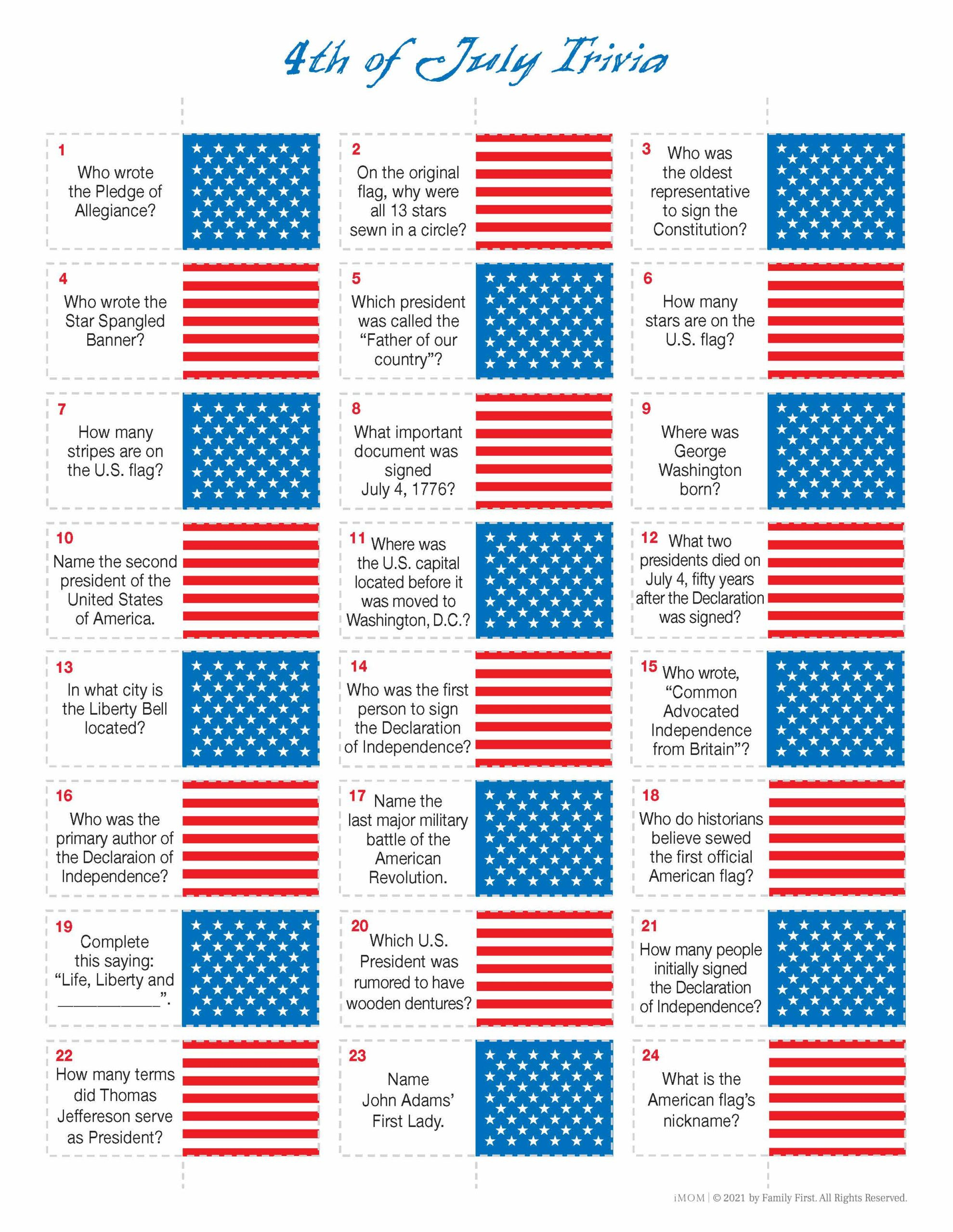 Fourth Of July Trivia Game - Imom in Printable Fourth of July Trivia