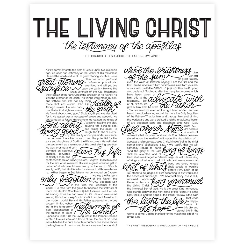 Framed Hand-Lettered Living Christ Proclamation for The Living Christ Free Printable