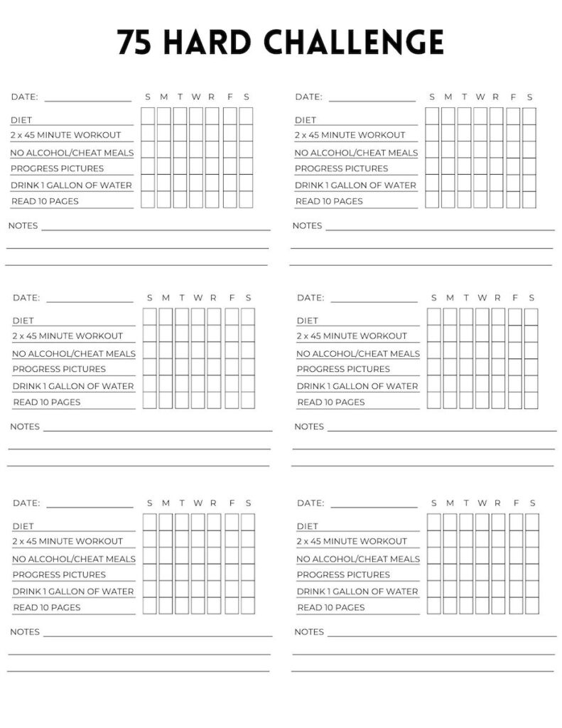 Free 75 Hard Printable Calendar - Originalmom in Printable 75 Hard Challenge Tracker Free