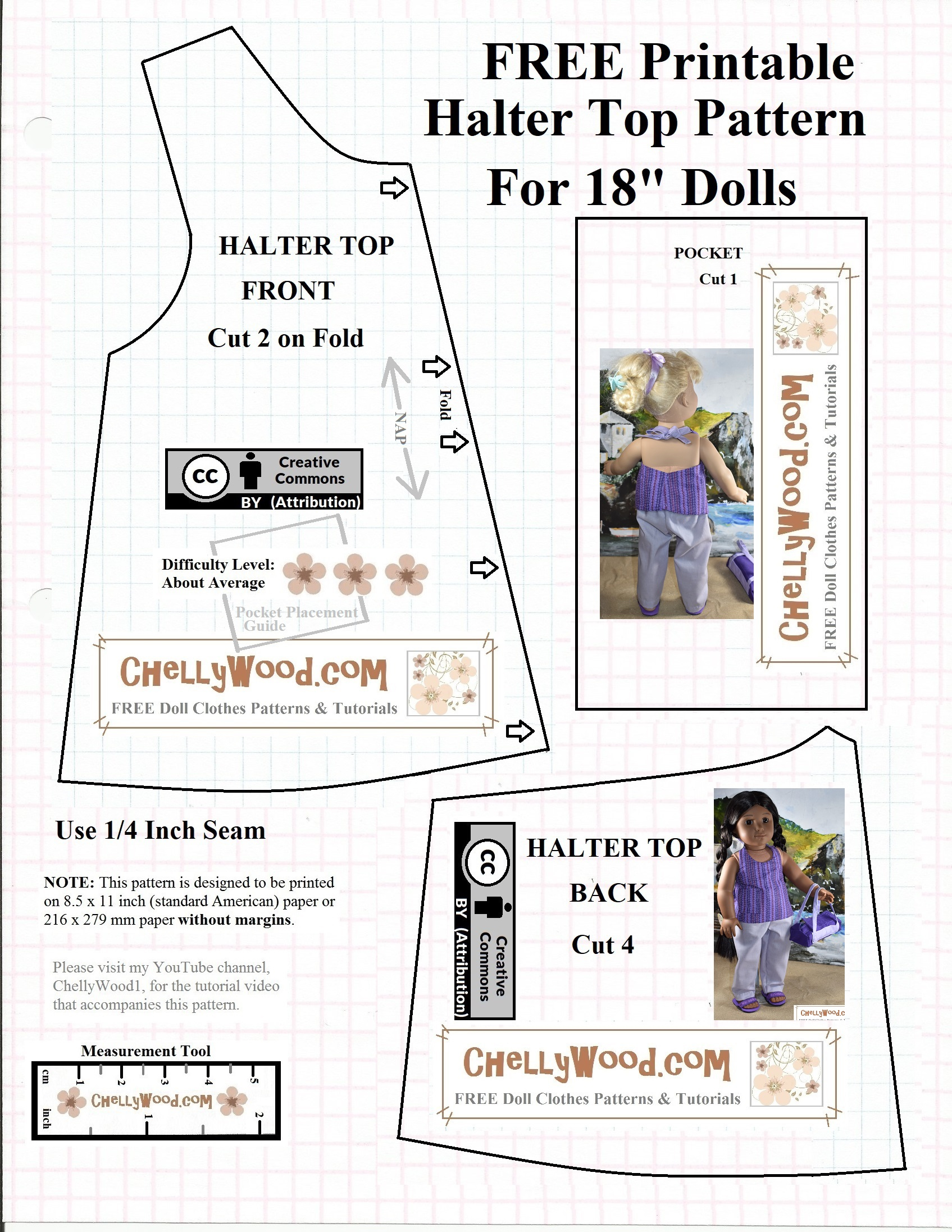 Free #Agdoll Summer Shirt Pattern @ Chellywood #Sewing 4#Dolls inside Downloadable Free Printable 18 Doll Clothes Patterns