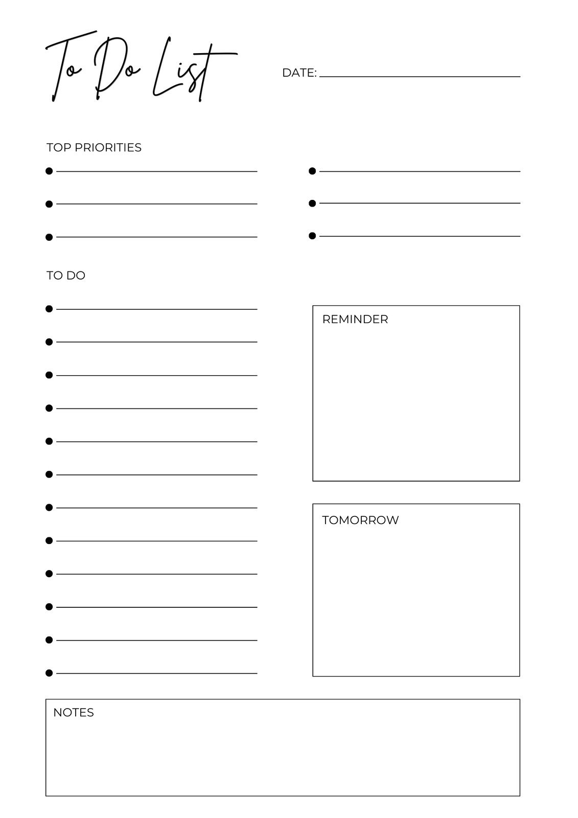 Free And Customizable To Do List Templates in Printable Work to Do List Template