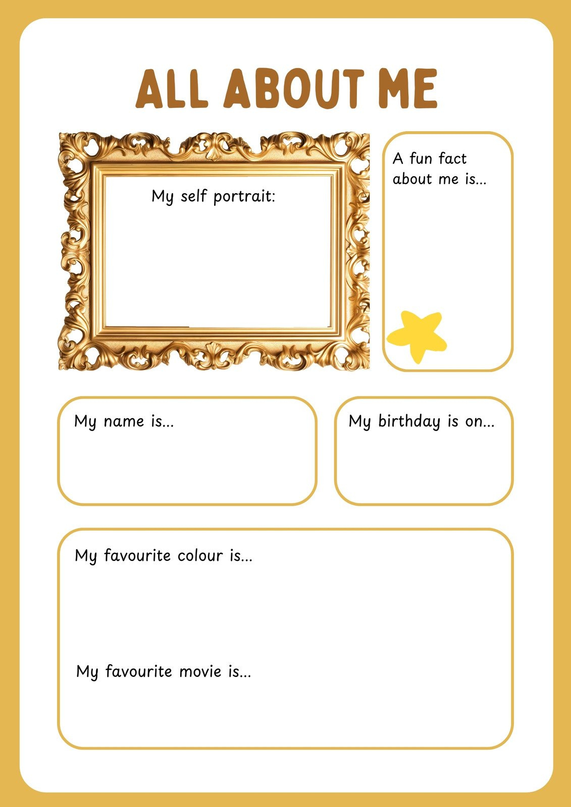 Free And Printable All About Me Worksheet Templates | Canva inside All About Me Printable Book