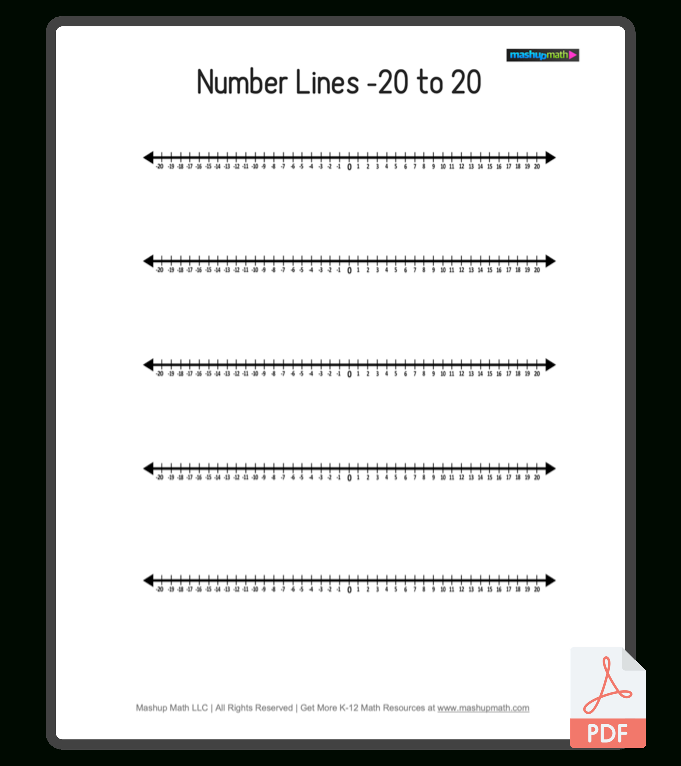Free Blank Number Lines—All Grade Levels — Mashup Math inside Number Line Printable Negative and Positive
