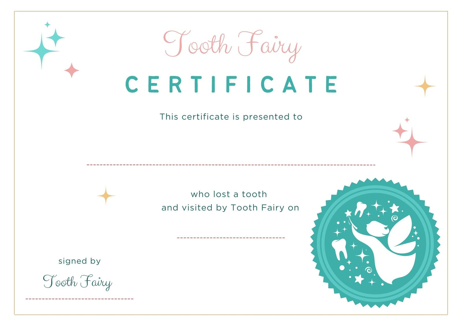 Free Customizable Tooth Fairy Certificate Templates | Canva for Tooth Fairy Certificate Free Printable