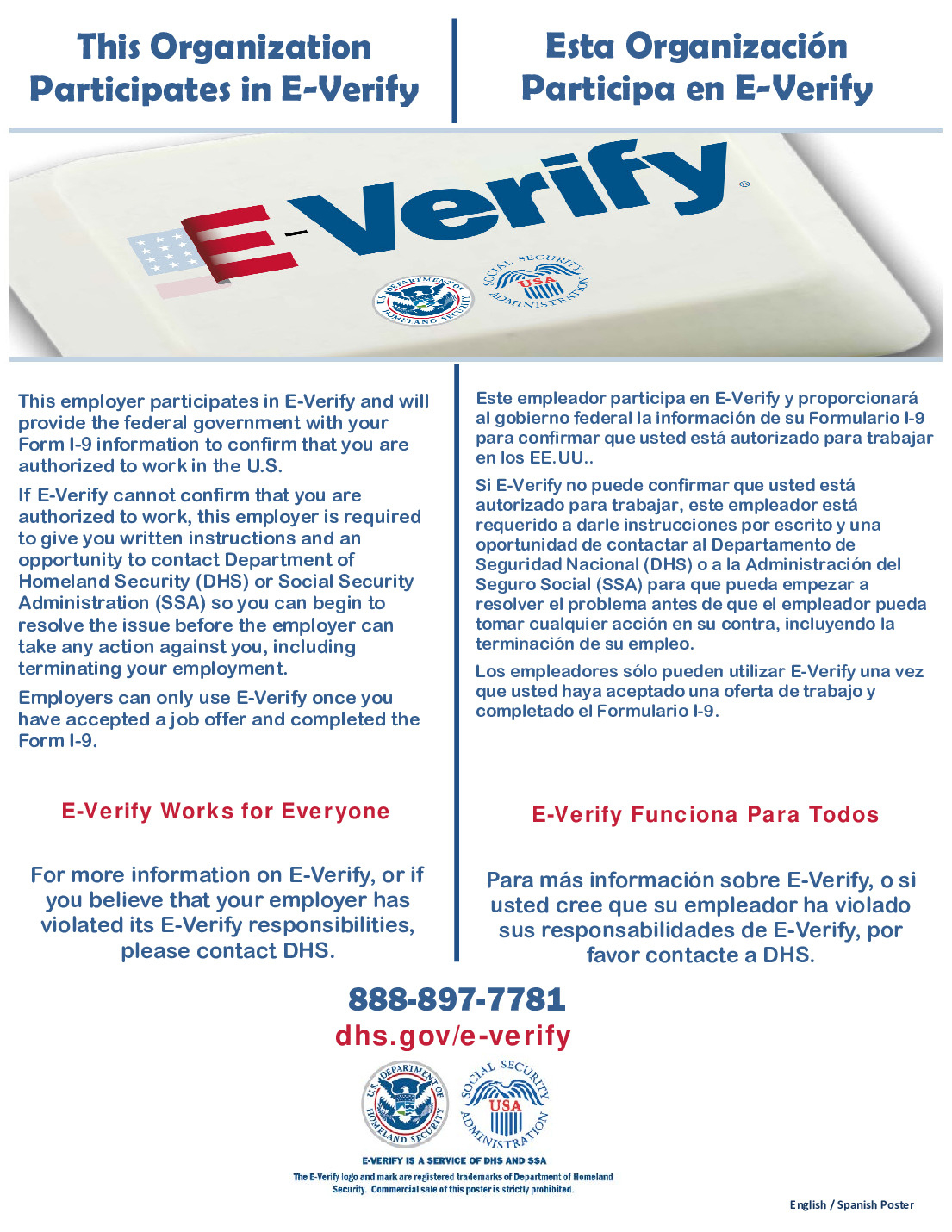 Free Federal E-Verify Participation Poster Labor Law Poster 2026 within Printable Federal Labor Law Posters