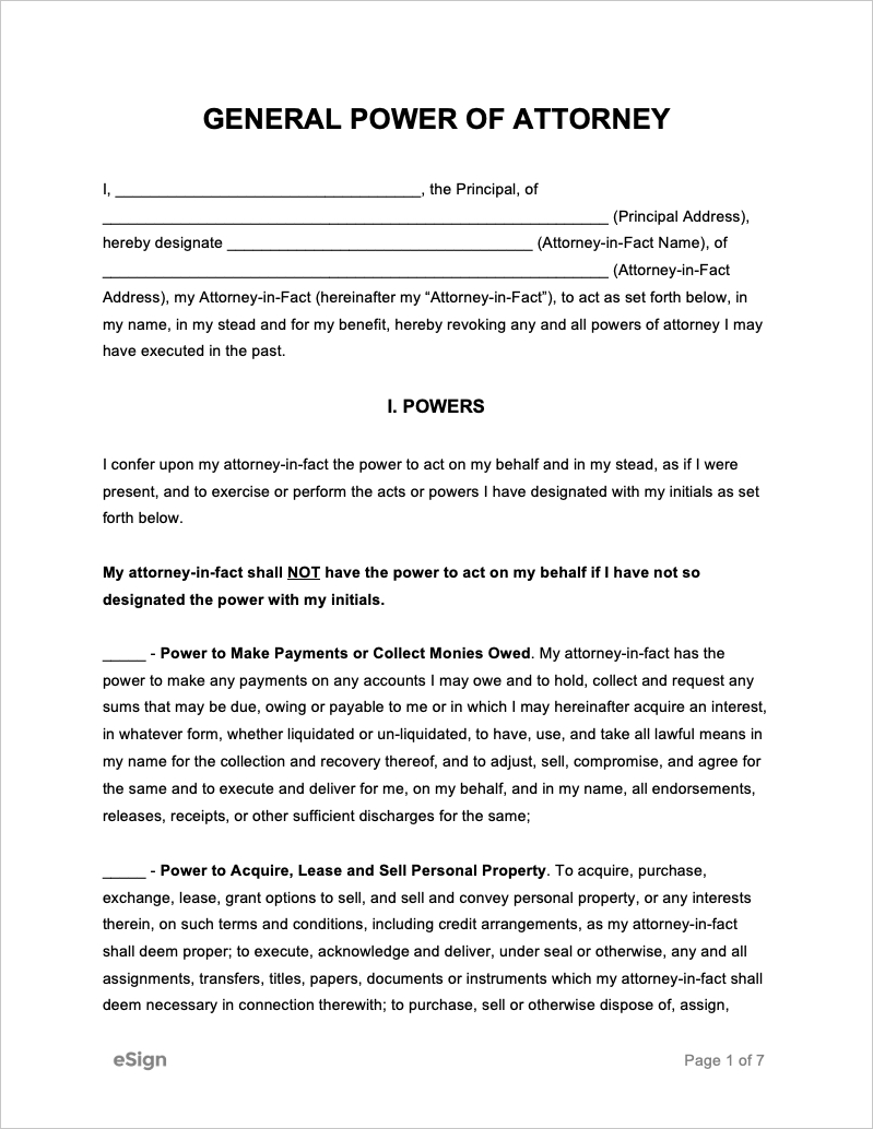 Free General Power Of Attorney Forms | Pdf | Word with regard to Free Printable General Power Of Attorney Form