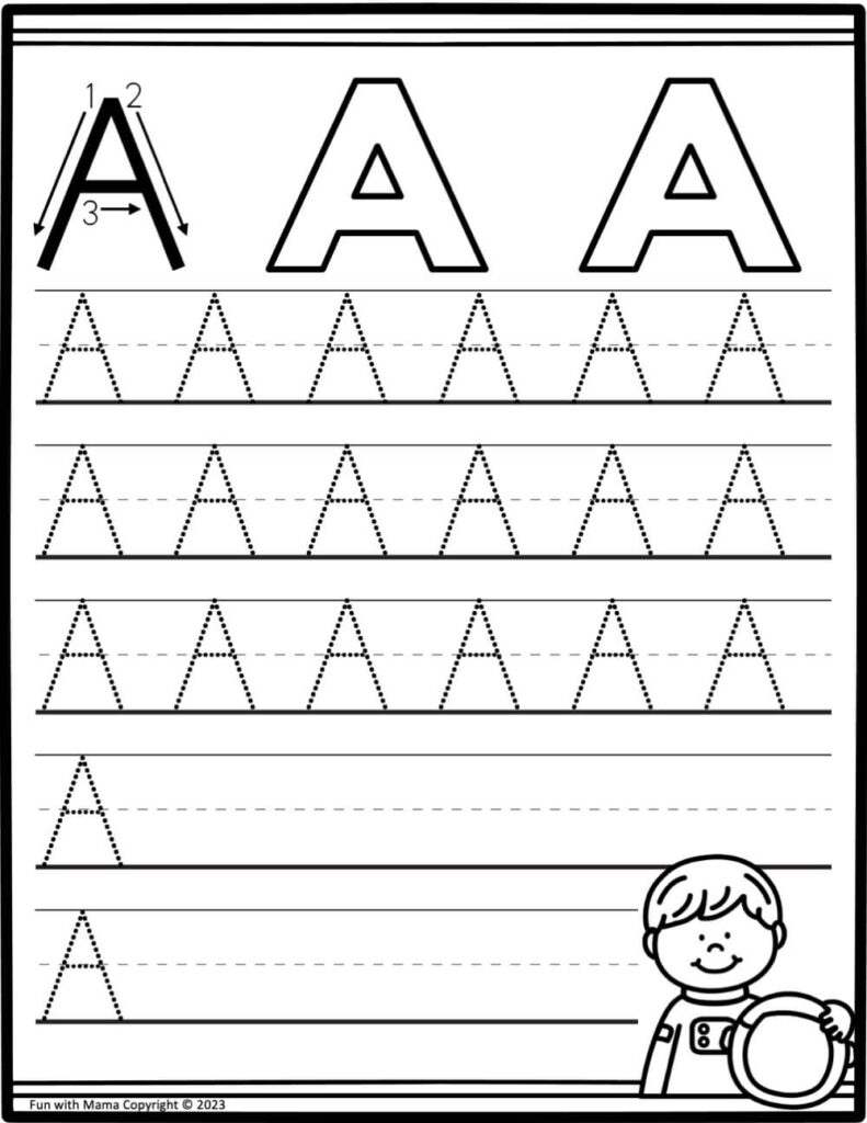 Free Letter A Worksheets For Preschool + Kindergarten - Fun With Mama throughout Printable Letter a Tracing Worksheets