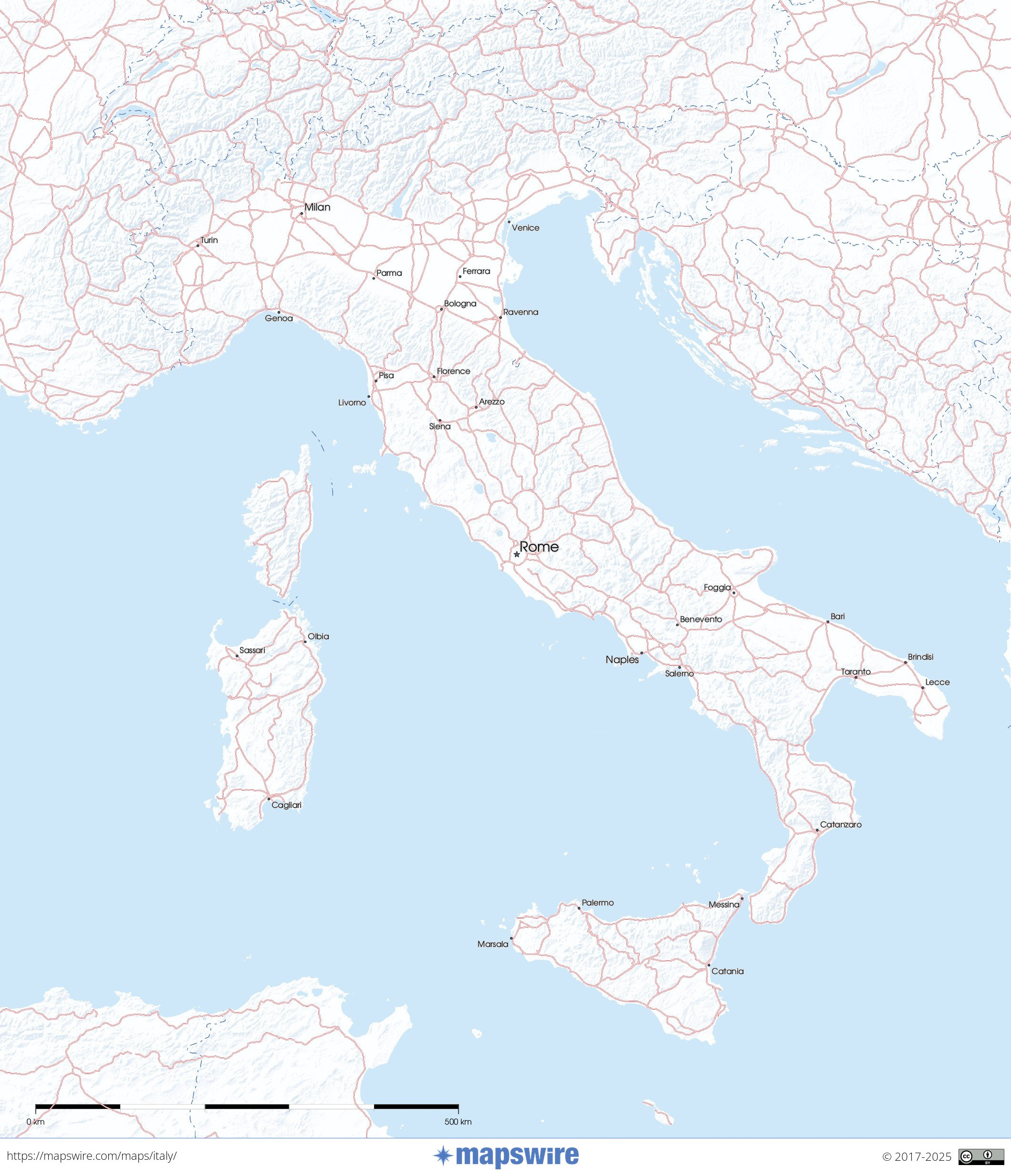 Free Maps Of Italy | Mapswire for Free Printable Map Of Italy