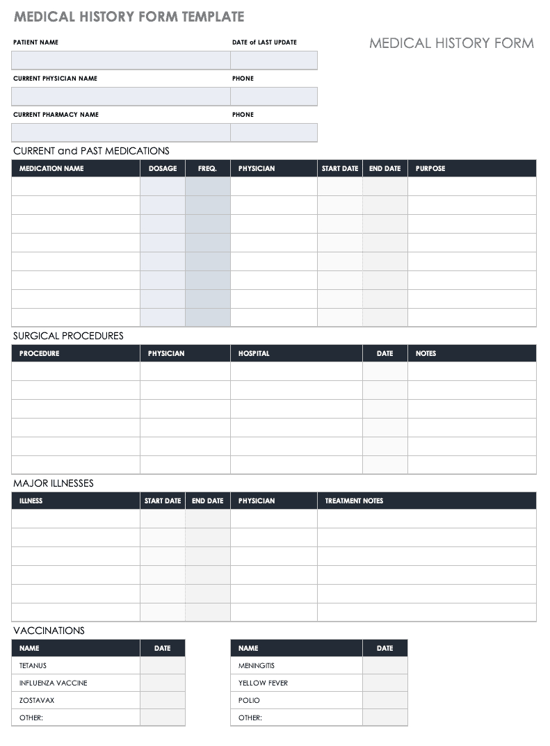 Free Medical Form Templates | Smartsheet with Free Printable Medical Office Forms