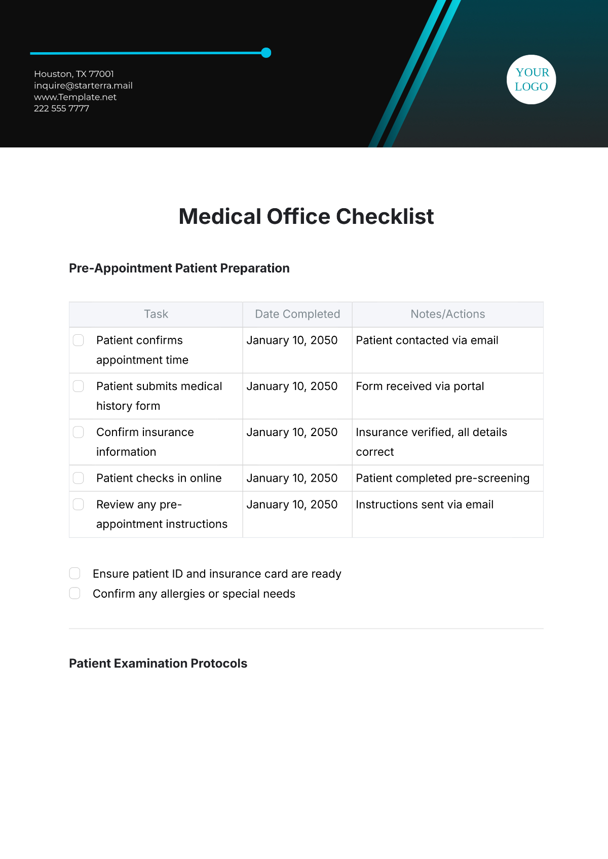 Free Medical Office Checklist Template To Edit Online regarding Free Printable Medical Office Forms