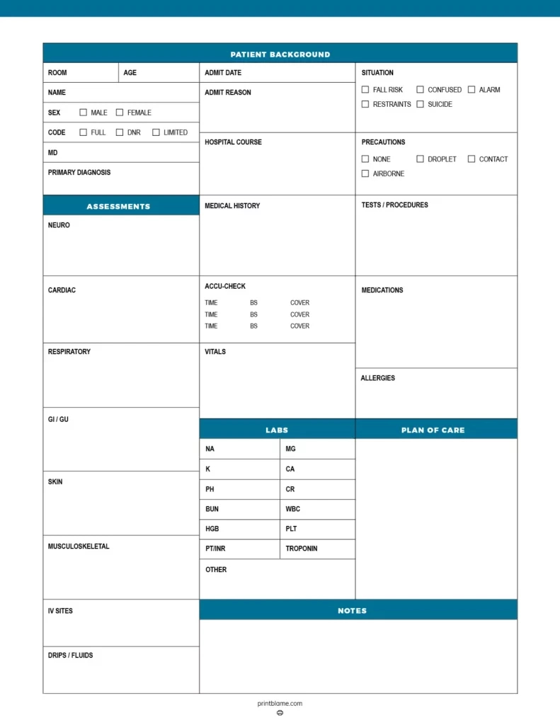 Free Nurse Report Sheets - 18 Nurse Brain Patient Sheets Pdf throughout Free Printable Nurse Report Sheet