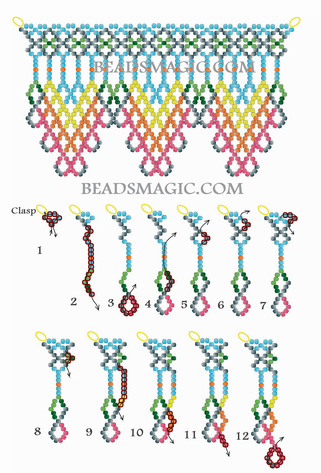 Free Pattern For Native American Necklace Amitola | Beads Magic for Free Printable Native American Beading Patterns