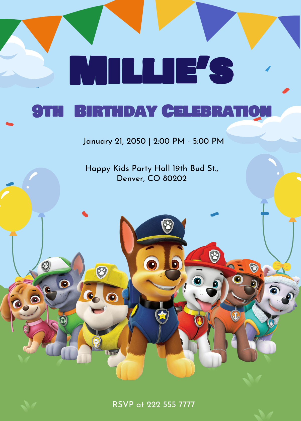 Free Paw Patrol Birthday Party Invitation Template To Edit Online throughout Paw Patrol Birthday Card Printable