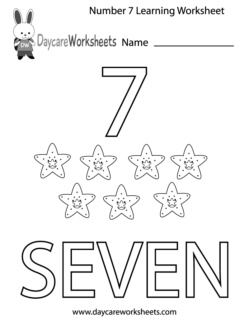 Free Preschool Number Seven Learning Worksheet for Free Printable Number 7 Worksheets For Preschool