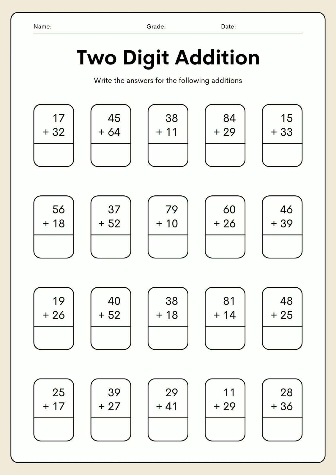 Free Printable 2Nd Grade Math Worksheets | Canva within Printable Math Worksheets 2nd Grade
