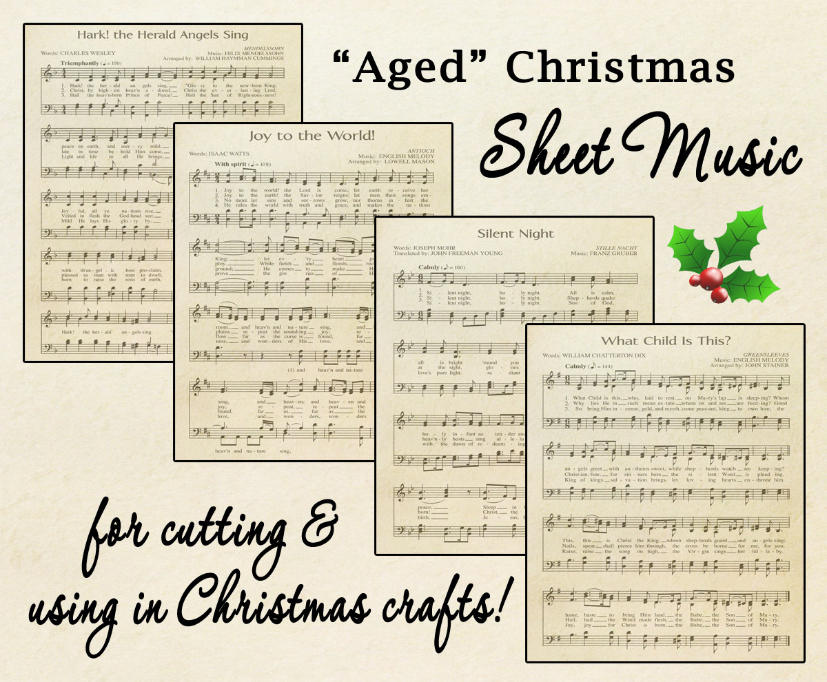 Free Printable “Aged” Music Sheets | Celebrating Holidays inside Printable Free Christmas Sheet Music