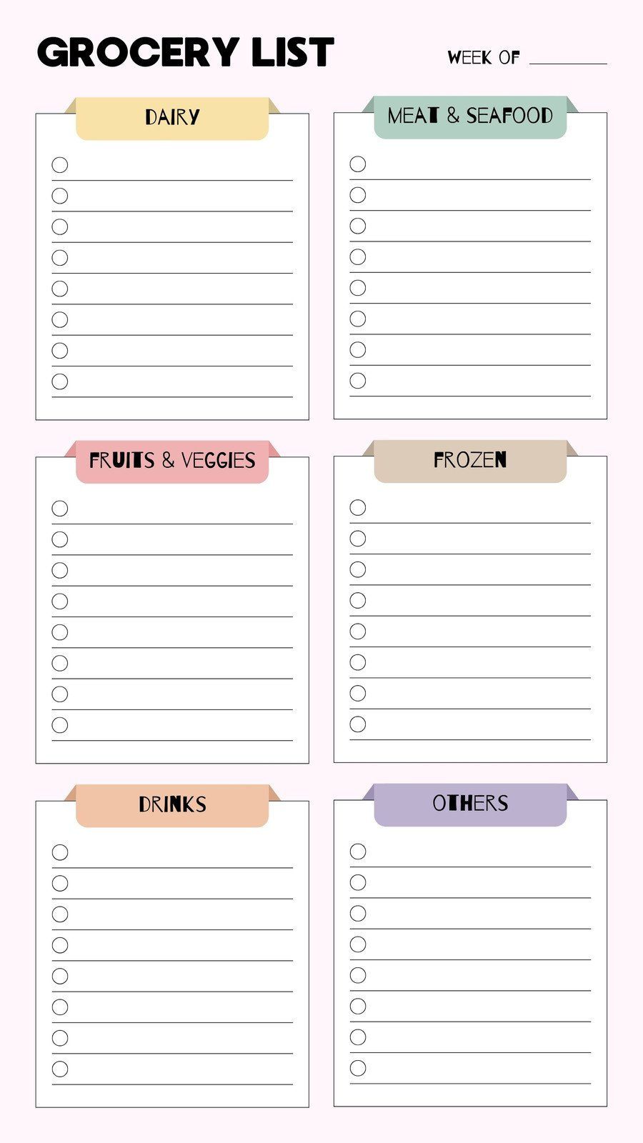 Free Printable And Customizable Grocery List Templates | Canva inside Free Printable Grocery List By Category