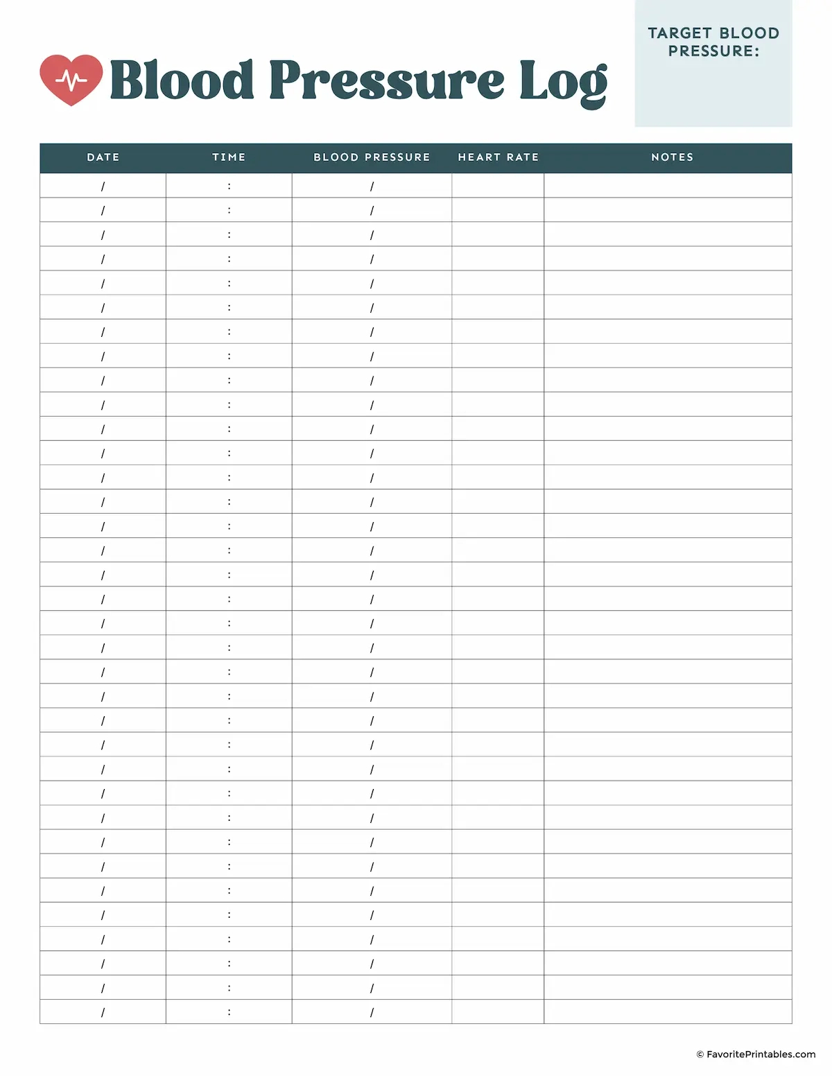 Free Printable Blood Pressure Log - Favorite Printables intended for Free Printable Blood Pressure Log