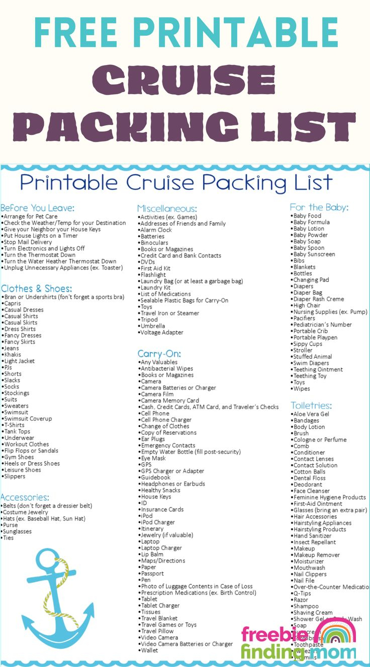 Free Printable Caribbean Cruise Packing List throughout Packing List For 7 Day Cruise Caribbean Printable