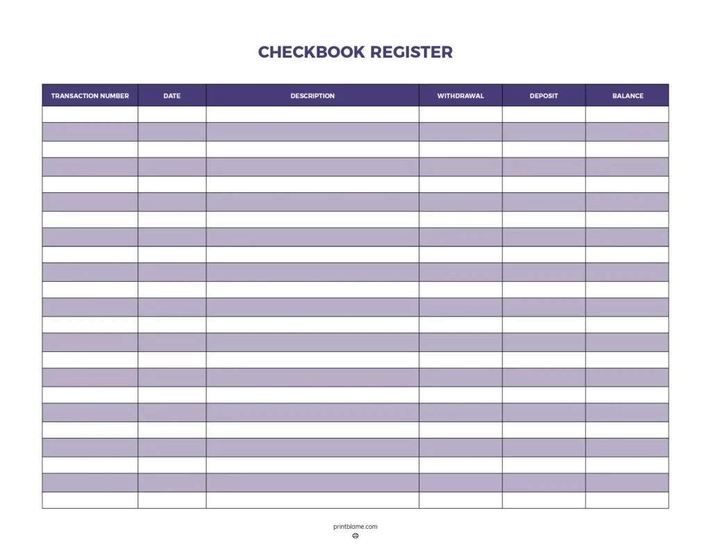 Free Printable Check Registers - 28 Checkbook Ledger Pdfs pertaining to Check Register Template Free Printable