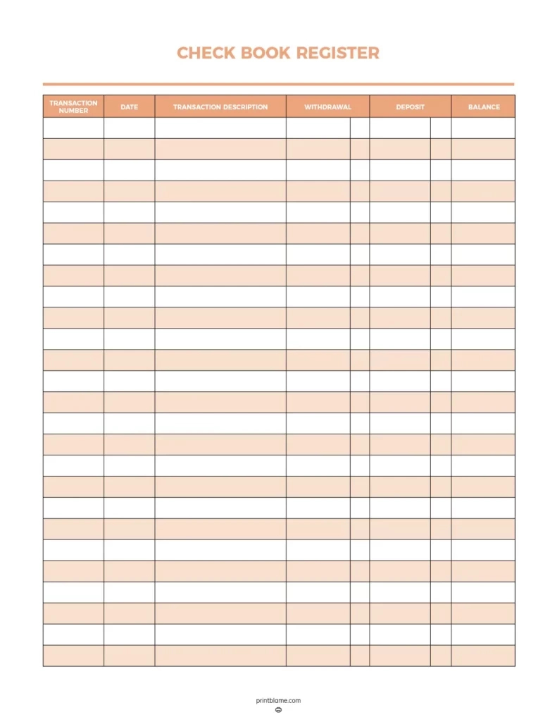 Free Printable Check Registers - 28 Checkbook Ledger Pdfs regarding Best Free Printable Checkbook Register