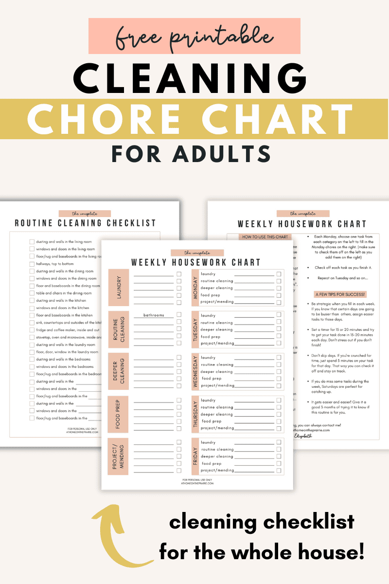 Free Printable Chore Chart For Adults (And Cleaning Checklist) intended for Printable Chore List For Adults