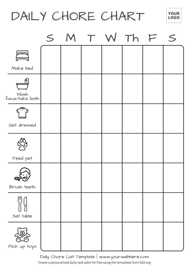 Free Printable Chore List Templates throughout Free Printable Chore Chart Template