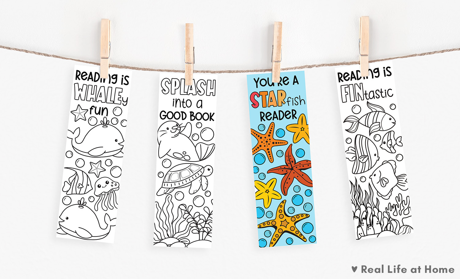 Free Printable Color Your Own Ocean Bookmarks For Kids with Free Printable Children's Bookmarks