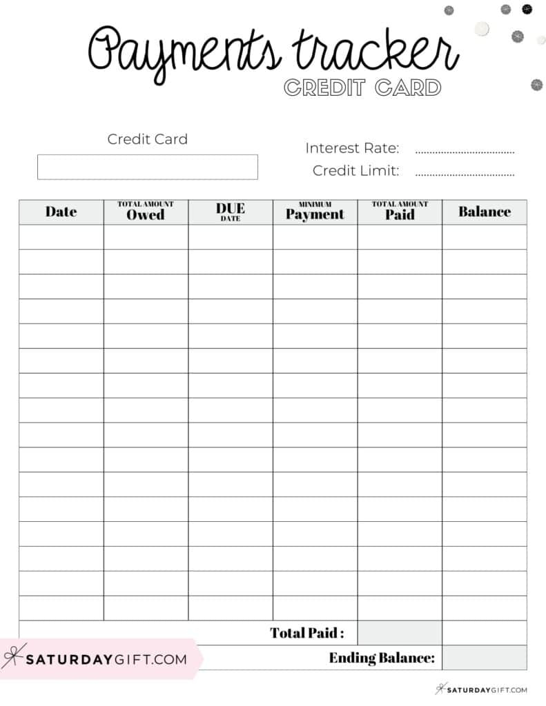 Free Printable Credit Card Payment Tracker regarding Free Printable Credit Card Payment Tracker