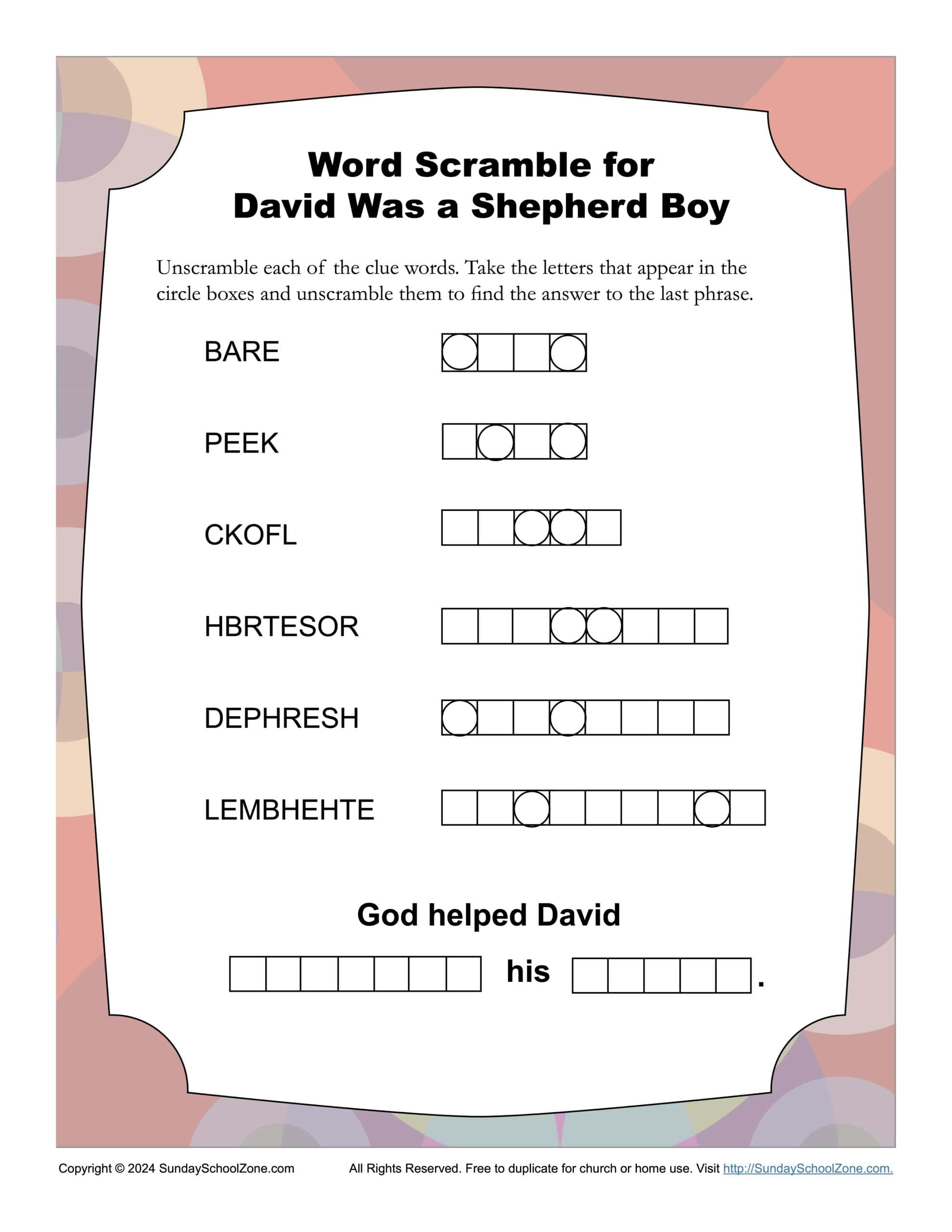 Free, Printable David Bible Activities On Sunday School Zone with regard to Bible Activity Sheets Free Printable