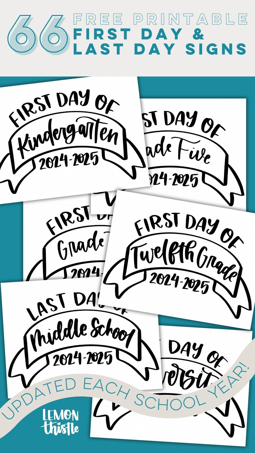 Free Printable First Day Of School Signs (And Last Day!) - Lemon intended for First Day Of School Signs Free Printable